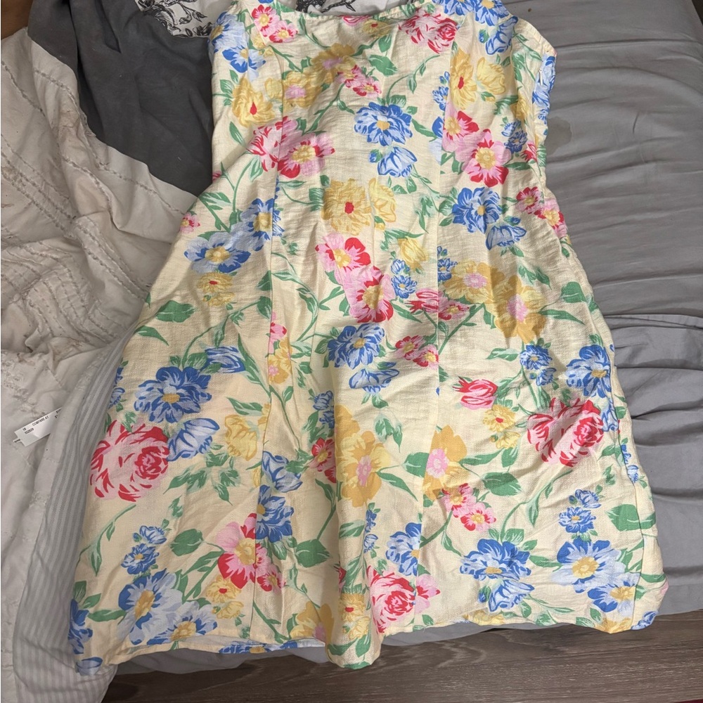 A New Day Floral Smocked Dress - Cream, Pink, Blue